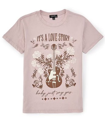 Originality Taylor Swift Inspired It's A Love Story Graphic Oversized T-Shirt