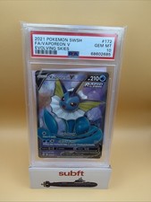 2021 POKEMON SWORD & SHIELD EVOLVING SKIES #172 FULL ART/VAPOREON V PSA 10
