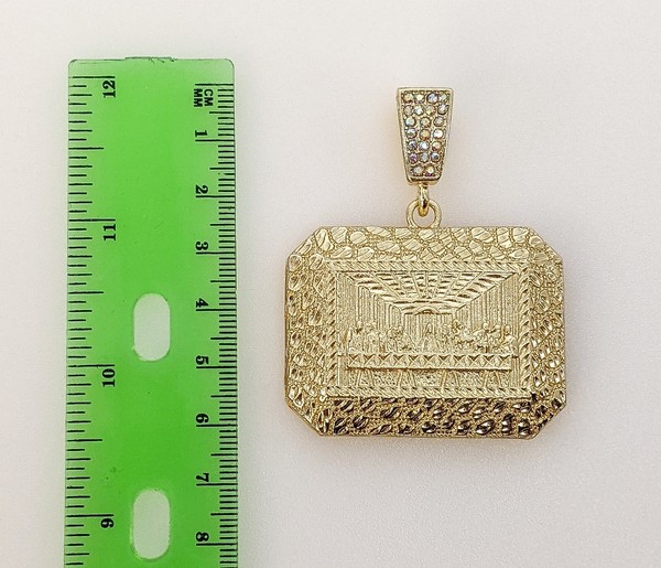 Alternate view of Last Supper Jesus Gold Plated Pendant Charm Fashion Oro Ultima Cena Dije