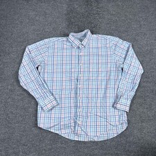 Peter Millar Shirt Mens XL Blue Pink Gingham Button Down Collar Cotton Pocket