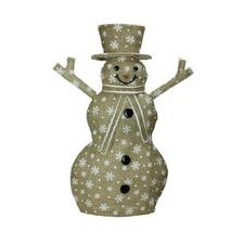 Northlight 24" Lighted Natural Snowflake Burlap Snowman Christmas Yard Decor