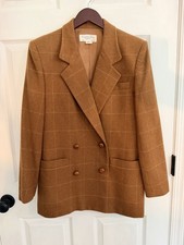 Christian Dior Vintage Double Breasted Women  s Camel Wool Jacket Blazer Size 8
