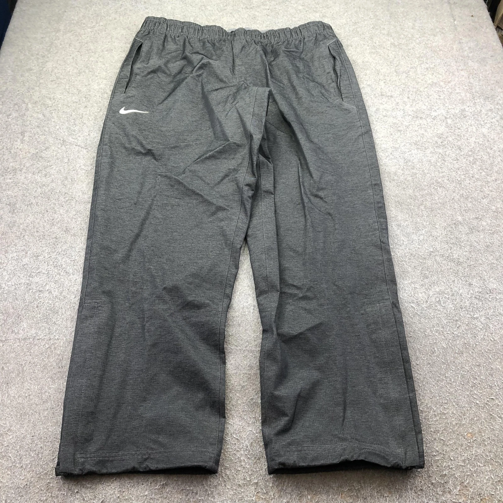 Nike Rain Pants Mens Large Gray Storm-FIT Elastic Waist Lined Running Athletic