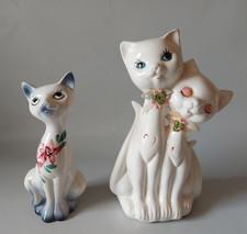 2 vintage ceramic cats