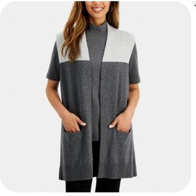 Karen Scott Women's Vest Duster Light Blue and Dark Blue Size XL