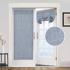 Natural Linen Door Curtain Light Filtering Front Door Curtain Sliding Door Cu...