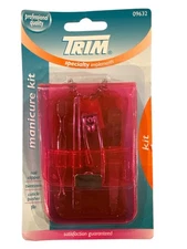 4pc Set #09632 Trim Manicure Kit Nail Clipper+Tweezers+Cuticle Pusher+File PINK