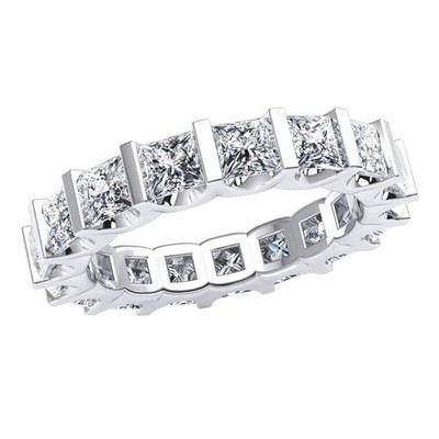 3,55 kt Prinzessin Diamant U-Stab Braut Ewigkeit Bandring 950 Platin FG VS2