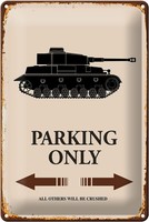 Schild Blech 20X30Cm - Made In Germany - Spruch Panzer Parking Only Metall Deko
