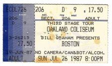 Boston the band 7/26/87 Oakand Coliseum Rare Ticket Stub