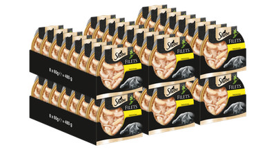 48x60g Sheba Schale Filets Huhn Katzenfutter Nassfutter