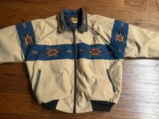 VTG 90s Bee-Wild Aztec Jacket Blanket Lined USA Made Mens XL Southwestern Navajo