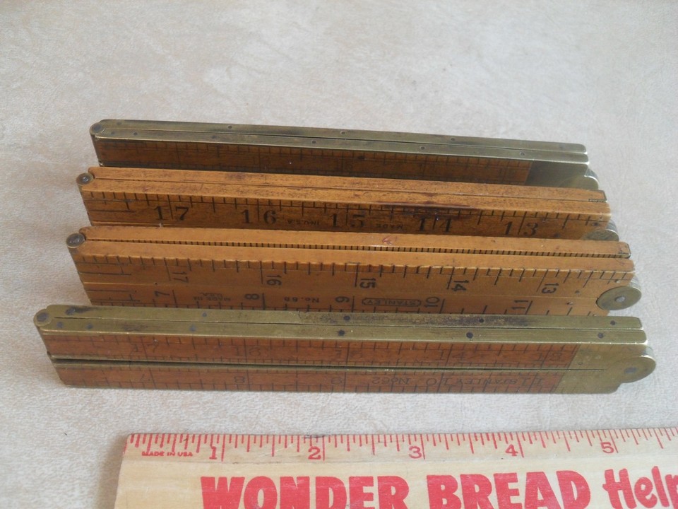 4 Vintage Boxwood & Brass 24