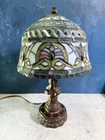 Vintage Tiffany Style Stained Glass Table Lamp – Floral Mosaic Accent Shade
