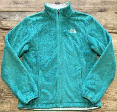 THE NORTH FACE Sz SMALL Osito Full Zip Fuzzy Jacket Women s Casual Emerald Green