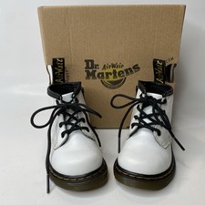 Dr. Martens Combat Boots 1460 I Infant Sz 4 Toddler Child White Leather Zip