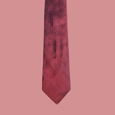 CHARVET Place Vendome Paris Silk Geometric Necktie Red Navy France 58x3.5