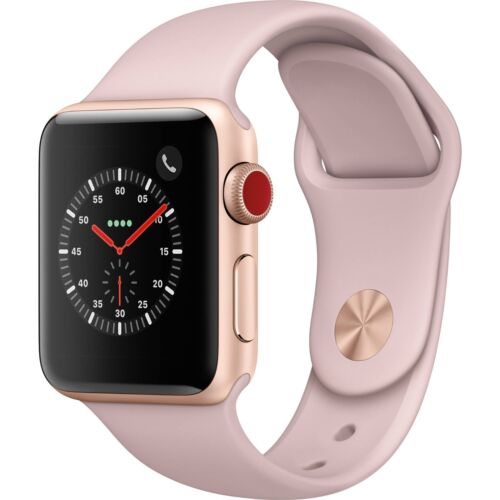 Apple Watch Series 3 38mm Gold Aluminum, Pink Sport Band (GPS + CELL) MQJQ2LL/A