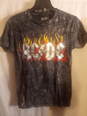  AC/DC Highway to Hell Flames Tie Dye All around Small T-Shirt 