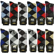 Lot 3-12 Pairs Argyle Men Dress Socks Mid Calf Classic Cotton 10-13 Lords