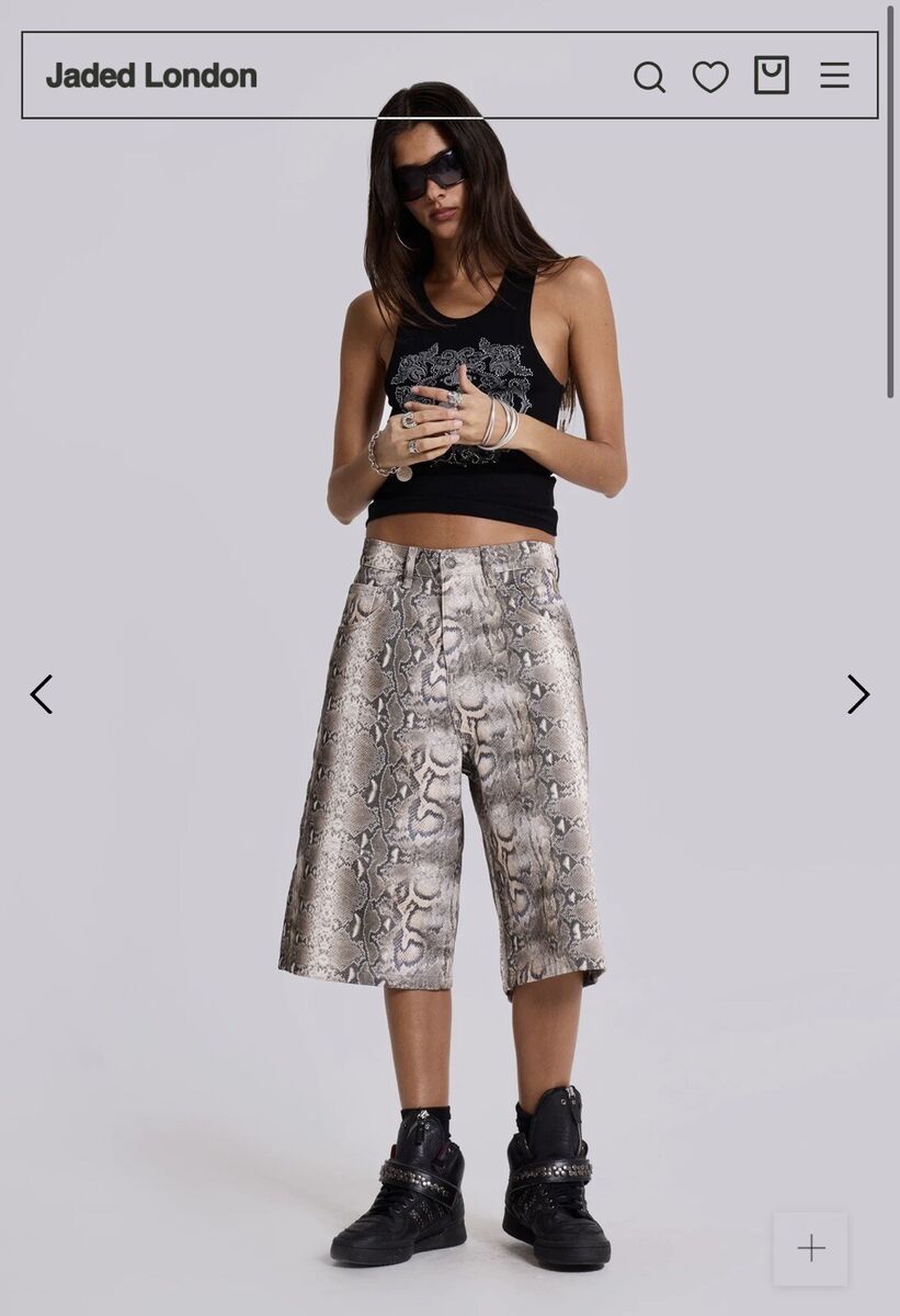 Jaded London Boa Snake Print Colossus Jorts (100% Authentic Jaded London Boa Snake Print Colossus Jorts (100% Authentic