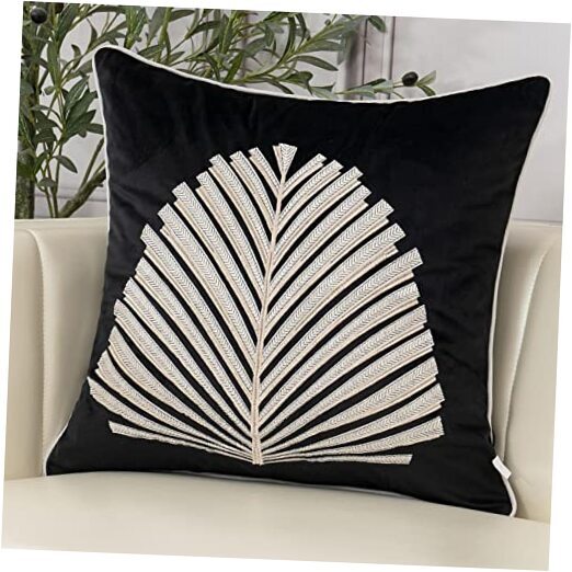 White Leaves Velvet Throw Pillow Cover 18 x 18 18