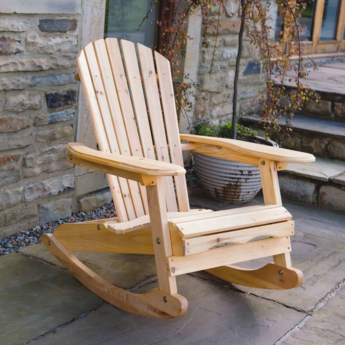 Adirondack Wooden Rocking Chair Outdoor Garden Armchair Solid Wood