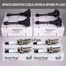 4 Pack Ignition Coil UF549 + Spark Plug Kit For Sentra L4 1.8L 2.0L 2.5L USA