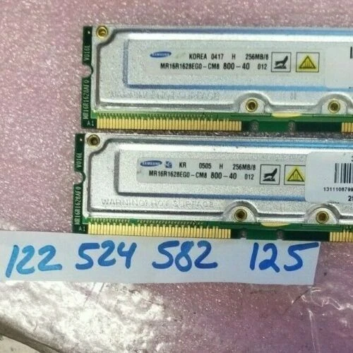 Samsung DIMM RDRAM Computer 256 MB Capacity per Module RAM 2 Modules