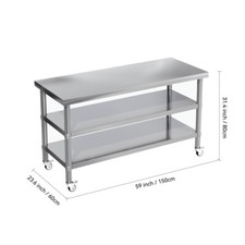 2-5ft Commercial Stainless Steel Worktops Kitchen Prep Work Table Bench Shelf UK