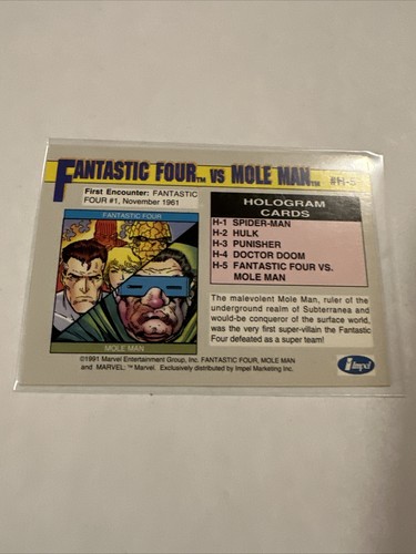 1991 Marvel Universe Series 2 Trading Cards Hologram Insert FANTASTIC FOUR H-5 - Picture 13 of 15