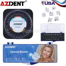AZDENT Dental Orthodontic Ceramic Brackets Brace Roth.022 Hooks 3-4-5 Mesh Base