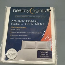 Healthy Nights Cotton Waterproof Mattress Protector w/ Antimicrobial Treatment 
