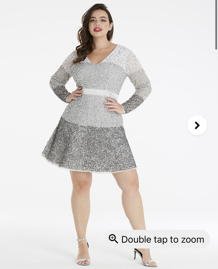 Simply Be Maya Curve V Neck Embellished Skater Dress Size 16 UK