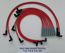 DODGE TRUCKS 1992-1998 5.2L 318 5.9L 360 Red HI-PERFORM Spark Plug Wires