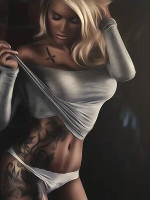 Stunning Model With Tattoos Artistic Canvas Print 12'' x 16'' Wall Art