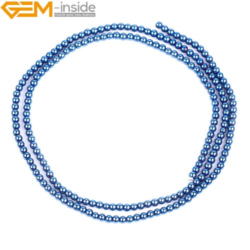 Round Blue Metallic Coated Reflections Hematite 15'' Beads For Jewelry Making - Picture 16 of 50