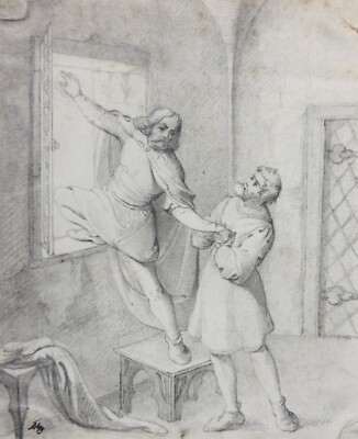 Landgraf Ludwig der Springer von Thüringen, Bleistiftzeichnung, Romantik 19. Jh.