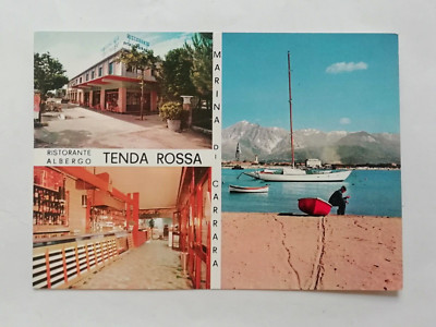 MARINA DI CARRARA HOTEL RESTAURANT RED TENT VINTAGE POSTCARD