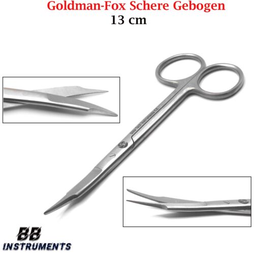 Goldman Fox Schere gebogen Mikroschere Präparierschere Medizin Chirurgie OP 13cm - Afbeelding 1 van 3