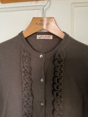 MARILYN MOORE 100% cashmere mole brown cardigan S UK