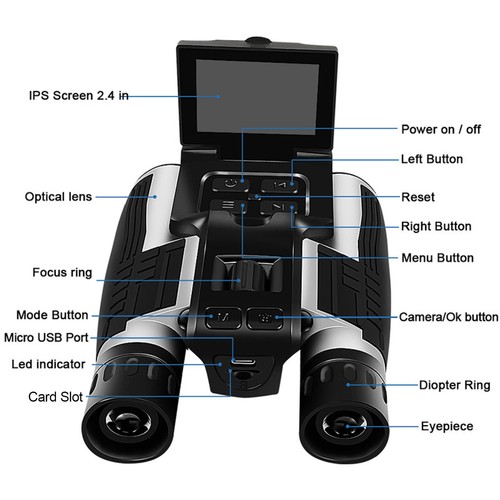 12x32 Binoculars With Camera 2.4 Inch Color Display 2.5K 48MP Video Photo Kit - Picture 3 of 24