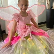 NWT POTTERY BARN TREAT BAG LIGHT UP 3T PINK FLOWER FAIRY COSTUME/DRESS/WINGS