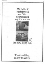 1960 Advert for BOND '875' 3-Wheel Minicars Original MICHELIN Man Tyres Print Ad