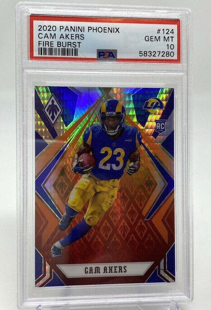 2020 Panini Phoenix #124 Cam Akers Fire Burst PSA 10 Rookie Card RC