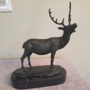 Bronze Elk Sculpture signed  Barye