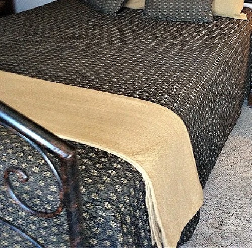 Primitive Packsville Rose TAN BLACK QUEEN COVERLET Bedspread Cover Blanket - Image 2 of 2