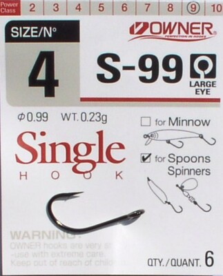 Owner Haken S-99, Single-Hook,Japan Haken 51570 Wobbler, Blinker, Spinner, C&R