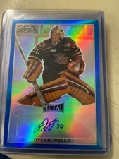2016-17 Leaf Metal Hockey DYLAN WELLS #BA-DW1 Autograph #18/25 Blue Refractor