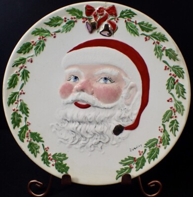 Rare 1955 Santa Pottery Platter Plate Cookies Christmas Holiday Miami, FL 10''